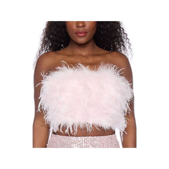 NWT ALEX & SOPHIA Womens White Feather Front Sleeveless Tube Top Juniors XXS - Picture 1 of 3